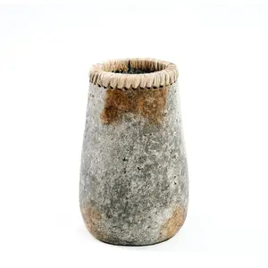 Bazar Bizar Vase en terre cuite antique gris H22 pas cher
