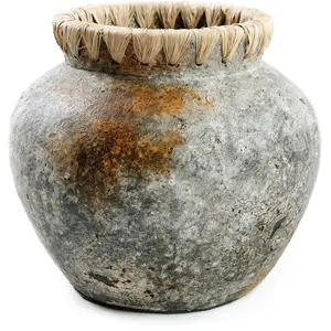 Bazar Bizar Vase en terre cuite antique gris H19 pas cher