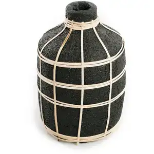 Bazar Bizar Vase en terre cuite noir naturel H23