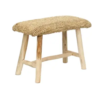 Bazar Bizar Banc en bois et raffia naturel pas cher