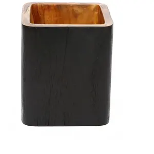 Bazar Bizar Vase en imitation bois carré noir