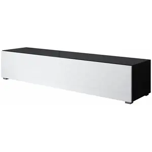 DESIGN AMEUBLEMENT Meuble TV - LUKE H2 - 1 porte - 160 x 32 x 40cm - Noir brillant - Contemporain pas cher