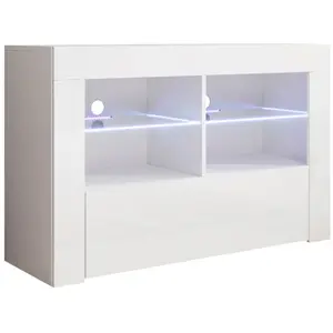 DESIGN AMEUBLEMENT Meuble TV - Lilian - Blanc - LED RGB - 100x65cm pas cher