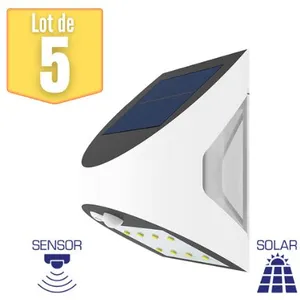 Braytron - Lot de 5 appliques murales solaires à led 3W IP54 avec déte...Vendu parrue-du-commerce
