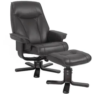 Comparateur de prix : My New Design Fauteuil de relaxation et son repose pieds - nautès - cuir Noir