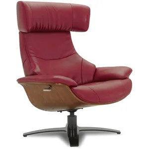 Fauteuil en cuir et chêne Naturel My New Design - Naos - Cuir RougeVendu paramazon