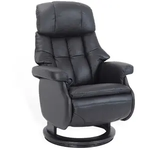 Fauteuil de relaxation design avec pouf intégré - cosy - cuir noirVendu parconforama