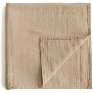 Mushie Maxi lange en coton bio Pale Taupe (120 x 120 cm) pas cher