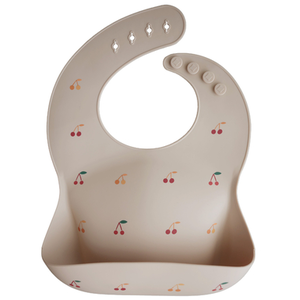 Mushie Silicone Baby Bib bavoir Cherries 1 pcs pas cher