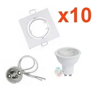 Silamp - Kit Spot led GU10 Orientable Carré Blanc avec Ampoule led 8W ...