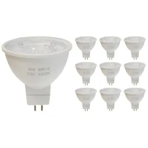 SILAMP Ampoule led GU5.3 / MR16 12V 8W smd 80° (Pack de 10) - Blanc Fr...