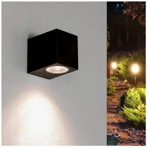 Comparateur de prix : SILAMP Applique Murale Noire led Rectangulaire IP44 pour ampoules GU10