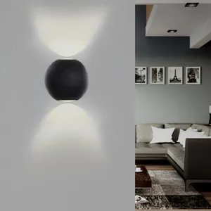 Comparateur de prix : SILAMP Applique Murale Noire Design led Double Faisceaux IP54 6W - Blan