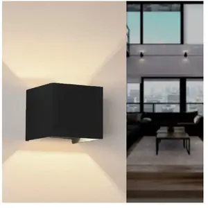 Comparateur de prix : SILAMP Applique Murale Noire Design led 12W IP54 Carré - Blanc Chaud 2...