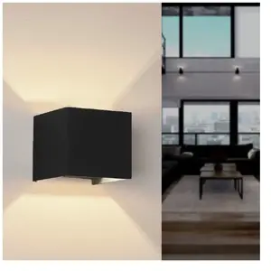 Comparateur de prix : Optonica - Applique Murale Noire Design led 12W IP54 Carré - Blanc Neu...