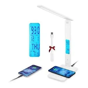 MAGICFOX Lampe de bureau LED avec Charge sans fil, Angle Réglable Contrôle tactile - 3 modes d'éclairage - Affichage LCD - LED offertVendu parcdiscount