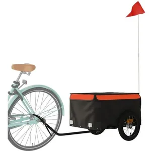 Remorque pour vélo - FAFEICY - AB94075 - Noir et orange - Capacité 30 kg - Dimensions 120x54x44 cm pas cher