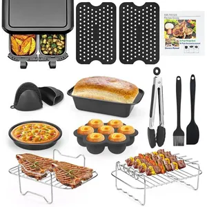 Lot de 13 accessoires de friteuse à air double panier en acier inoxyda... pas cher