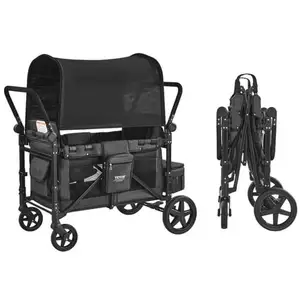 Poussette quadruple pliable pour camping - traction avant