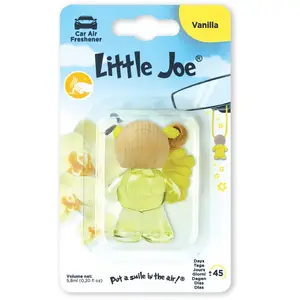 Little Joe Glass Bottle désodorisant, Car Air Freshener +/- 45 jours de parfum frais dans la voiture, l'automobile, la caravane, le ménage, la penderie, la cuisine, etc. (Vanille (jaune))Vendu parfeu-vert