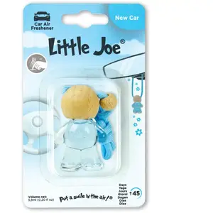 Little Joe Glass Bottle désodorisant, Car Air Freshener +/- 45 jours de parfum frais dans la voiture, l'automobile, la caravane, le ménage, la penderie, la cuisine, etc. (Voiture neuve (bleu clair))Vendu parfeu-vert