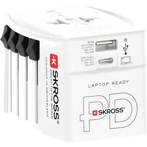 Adaptateur De Voyage Universel SKROSS World To Europe - 20W Avec USB Et USB-C - Modèle 1.50029