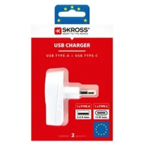Comparateur de prix : Adaptateur secteur Skross Europe vers sortie USB et USB-C blanc