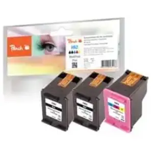 Peach Spar Pack Plus - Pack de 3 - noir, couleur (cyan, magenta, jaune) - compatible - cartouche d'encre (alternative pour : HP 62, HP C2P04AE, HP C2P06AE)