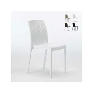 Grand Soleil 20 Chaises de Jardin en Poly-rotin Boheme café bar restaurant - Blanc
