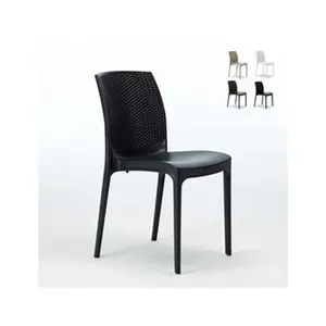 Grand Soleil Chaise de Jardin Poly-rotin café bar glaciers empilable Boheme - Noir pas cher