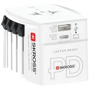 Skross Adaptateur de Voyage Universel MUV avec Ports USB-A et USB-C Power Delivery 30W Blanc pas cher