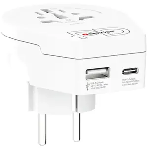 universel Skross World to Europe avec chargeur USB-A et C Blanc