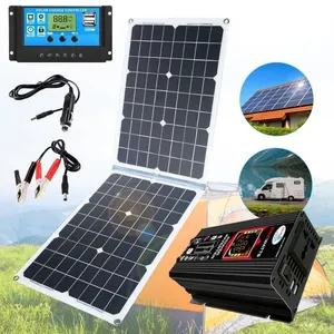 WELAN Kit Panneau Solaire avec Contrôleur et Onduleur,Système d'alimen...Vendu parcdiscount