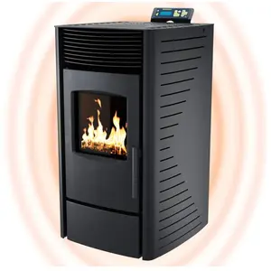 Nemaxx Poêle à granulés P9 - Chauffage à granulés avec 9 kW Poêle à granulés Cheminée électrique Wi-Fi Ready Poêle à granulés avec haute émission de pas cher