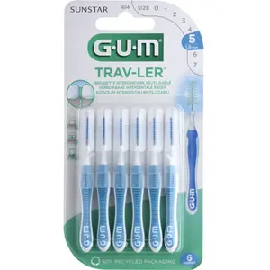 Comparateur de prix : Sunstar Gum Trav-Ler Brosse à Dents Manuelle Interdental, Bleu, Lot de 6