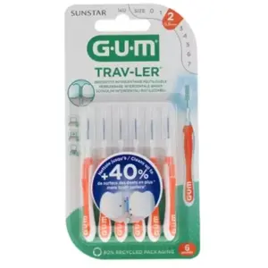 Comparateur de prix : Brossette Interdentaire - GUM - Trav-ler - 0.6 mm - Orange - Lot de 6