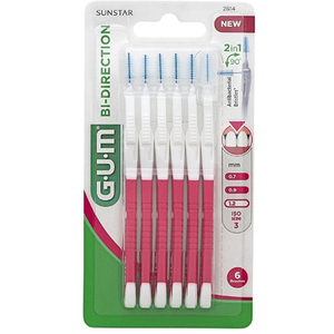 Comparateur de prix : Brossette Interdentaire - Gum - Bi-Direction - 1,2mm - 6 unités - Rose