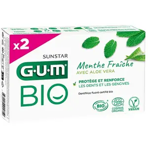 Comparateur de prix : GUM Dentifrice Menthe fraîche aloe vera bio lot de 2 tubes 75ml