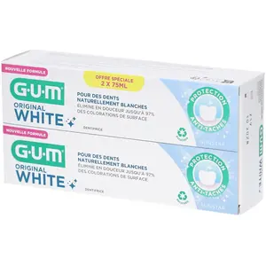 Comparateur de prix : GUM Original white dentifrice lot de 2 tubes 75ml