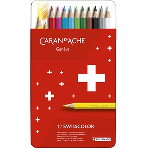 Boîte métal de 12 crayons de couleurs permanents Swisscolor -