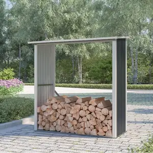 Soana Garden Shed Abri à bois en métal porte-bûches jardin 182x89x190cm Vipiteno pas cher