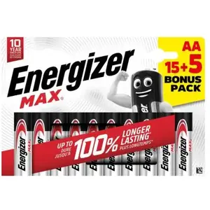 Piles Alcalines Energizer Max AA/LR6, pack de 15+5Vendu parwelcome-office