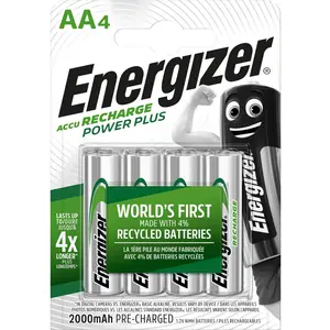 Energizer Piles Rechargeables AA, Recharge Power Plus, Lot de 4 pas cher