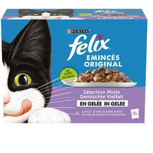 Felix Émincés Original en gelée 12 x 85 g pour chat - sélection mixte pas cher