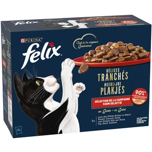 Comparateur de prix : 12x80g sélection de la campagne en gelée Délices tranchés Felix Sachets pour chat