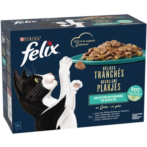 Felix Délices tranchés 12 x 80 g pour chat - sélection de poissons en ... pas cher