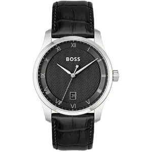 Montre Avec Bracelet En Cuir - BOSS - Homme - Noir pas cher