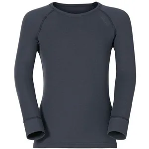 Odlo Shirt L/s Crew Neck Kids Warm gris 140 pas cher