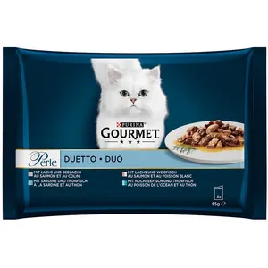 Purina 4x85g Gourmet Perle - Duetto di Mare - Pâtée pour chat pas cher