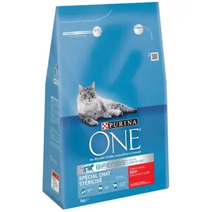PURINA ONE Croquettes au boeuf et au blé - Pour chat adulte stérilisé - 3 kg pas cher